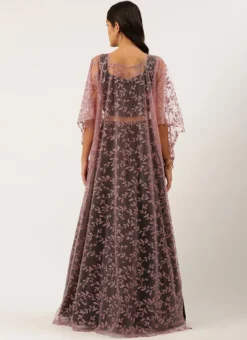 Teen Girls Pink Foil Printed Cape Style Lehenga N Potli Bag Party Wear -Mahra Clothing Shop Pink Foil Printed Cape Style Lehenga N Potli Bag GHBS02208420 b