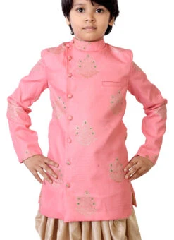 Pink Foil Printed Indo Western Sherwani Set