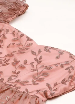 Pink Foil Printed Net Dress Party Wear -Mahra Clothing Shop Pink Foil Printed Net Dress DRBS02208554 rrc1