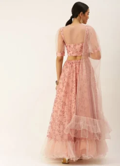 Skirt From Pink Foil Printed Net Lehenga After Six Wear -Mahra Clothing Shop Pink Foil Printed Net Lehenga GHBS02209625 b