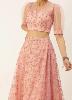 Skirt From Pink Foil Printed Net Lehenga After Six Wear