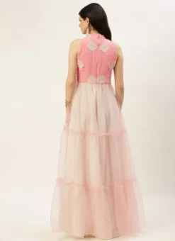 Pink Georgette Embroidered Dress Festive Wear -Mahra Clothing Shop Pink Georgette Embroidered Dress DRBS02211137 b