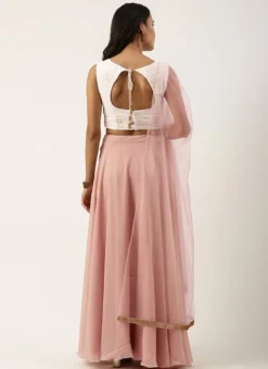 Teen Girls Pink Georgette Embroidered Full Circular Lehenga Festive Wear -Mahra Clothing Shop Pink Georgette Embroidered Full Circular Lehenga GHBS02204687 b