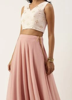 Teen Girls Pink Georgette Embroidered Full Circular Lehenga Festive Wear