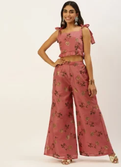 Teen Girls Pink Modal Chanderi Co Ords Set After Six Wear -Mahra Clothing Shop Pink Modal Chanderi Co Ords Set IWBS02206177 u