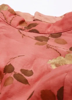 Pink Modal Chanderi Gathered Dress After Six Wear -Mahra Clothing Shop Pink Modal Chanderi Gathered Dress DRBS02104282 rrc1