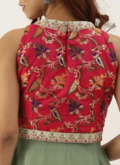 Pink N Green Handkerchief Style Kurti Festive Wear -Mahra Clothing Shop Pink N Green Handkerchief Style Kurti KRBS02307696 rrc2