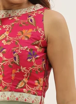 Pink N Green Handkerchief Style Kurti Festive Wear -Mahra Clothing Shop Pink N Green Handkerchief Style Kurti KRBS02307696 rrc3