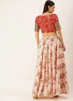 Teen Girls Pink N Red Gota Embroidered Crop Top N Skirt Festive Wear -Mahra Clothing Shop Pink N Red Gota Embroidered Crop Top N Skirt IWBS02109724 b