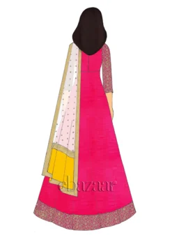 Pink N Yellow Embroidered Anarkali Suit Wedding Wear -Mahra Clothing Shop Pink N Yellow Embroidered Anarkali Suit SLBS1806798 b