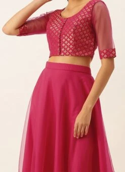 Teen Girls Pink N Yellow Lehenga Set With Embroidered Dupatta Festive Wear