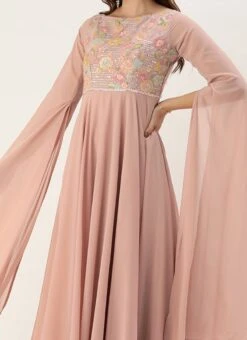 Teen Girls Pink Net Embroidered Indowestern Set Party Wear