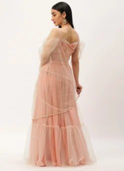 Skirt From Pink Net Embroidered Lehenga After Six Wear -Mahra Clothing Shop Pink Net Embroidered Lehenga GHBS02212611 b 1