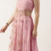 Teen Girls Pink Net Embroidered Skirt Set Festive Wear