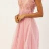 Teen Girls Pink Organza Embroidered Gown Party Wear