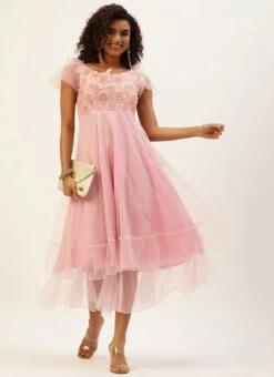 Teen Girls Pink Organza Embroidered Gown Party Wear 6 Teen Girls Pink Organza Embroidered Gown Party Wear -Mahra Clothing Shop Pink Organza Embroidered Gown IWBS02205979 u