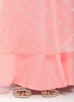 Pink Organza Jacquard Maxi Dress Festive Wear -Mahra Clothing Shop Pink Organza Jacquard Maxi Dress DRBS02301035 rrc4