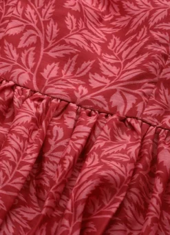 Pink Printed Cotton Gathered Calf Length Dress After Six Wear -Mahra Clothing Shop Pink Printed Cotton Gathered Calf Length Dress DRBS02106521 rrc1