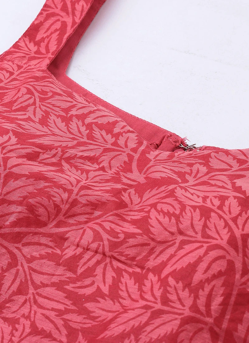 Pink Printed Strap Neck Style Kurti Festive Wear 5 Pink Printed Strap Neck Style Kurti Festive Wear - Image 5