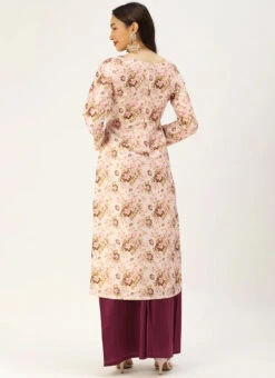 Pink Printed Top N Dark Purple Kurta Set After Six Wear 10 Pink Printed Top N Dark Purple Kurta Set After Six Wear -Mahra Clothing Shop Pink Printed Top N Dark Purple Kurta Set KSBS02104205 b