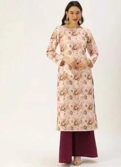 Pink Printed Top N Dark Purple Kurta Set After Six Wear 9 Pink Printed Top N Dark Purple Kurta Set After Six Wear -Mahra Clothing Shop Pink Printed Top N Dark Purple Kurta Set KSBS02104205 u