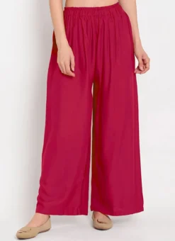 Pink Rayon Palazzo Pant Work Wear -Mahra Clothing Shop Pink Rayon Palazzo Pant WBDMF640 u