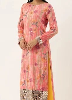 Pink Rayon Printed Top Festive Wear