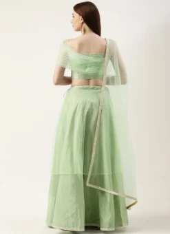 Teen Girls Pista Green Chanderi Embroidered Lehenga Festive Wear -Mahra Clothing Shop Pista Green Chanderi Embroidered Lehenga GHBS02211167 b
