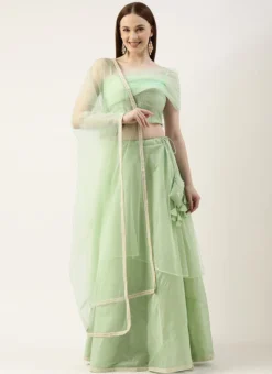 Teen Girls Pista Green Chanderi Embroidered Lehenga Festive Wear -Mahra Clothing Shop Pista Green Chanderi Embroidered Lehenga GHBS02211167 u