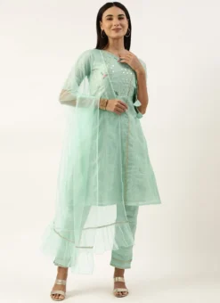 Top From Pista Green Chanderi Straight Kurta Set After Six Wear -Mahra Clothing Shop Pista Green Chanderi Straight Kurta Set SLBS02211172 u
