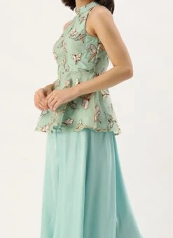 Teen Girls Pista Green Peplum Top N Sharara Set Festive Wear