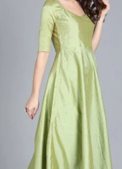 Teen Girls Pista Green Taffeta Gown After Six Wear