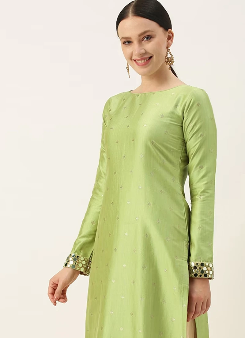 Pista Green Taffeta Top Festive Wear 4 Pista Green Taffeta Top Festive Wear - Image 4