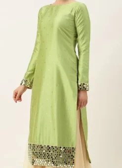 Pista Green Taffeta Top Festive Wear