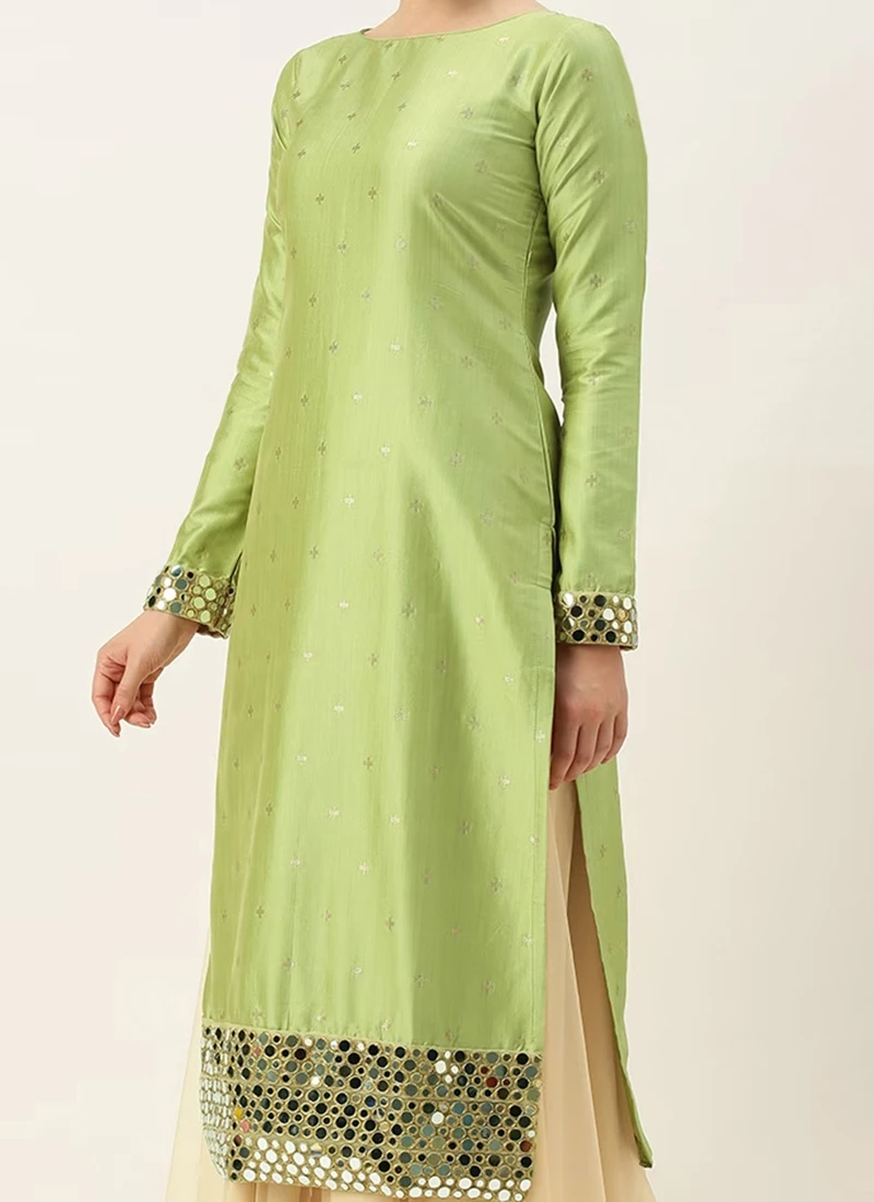 Pista Green Taffeta Top Festive Wear 1 Pista Green Taffeta Top Festive Wear