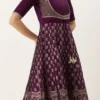 Purple Art Silk Jacquard Anarkali Set Festive Wear