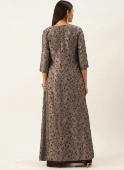 Teen Girls Purple Blouse N Palazzo Pant With Grey Jacket Party Wear -Mahra Clothing Shop Purple Blouse N Palazzo Pant With Grey Jacket IWBS02105397 b