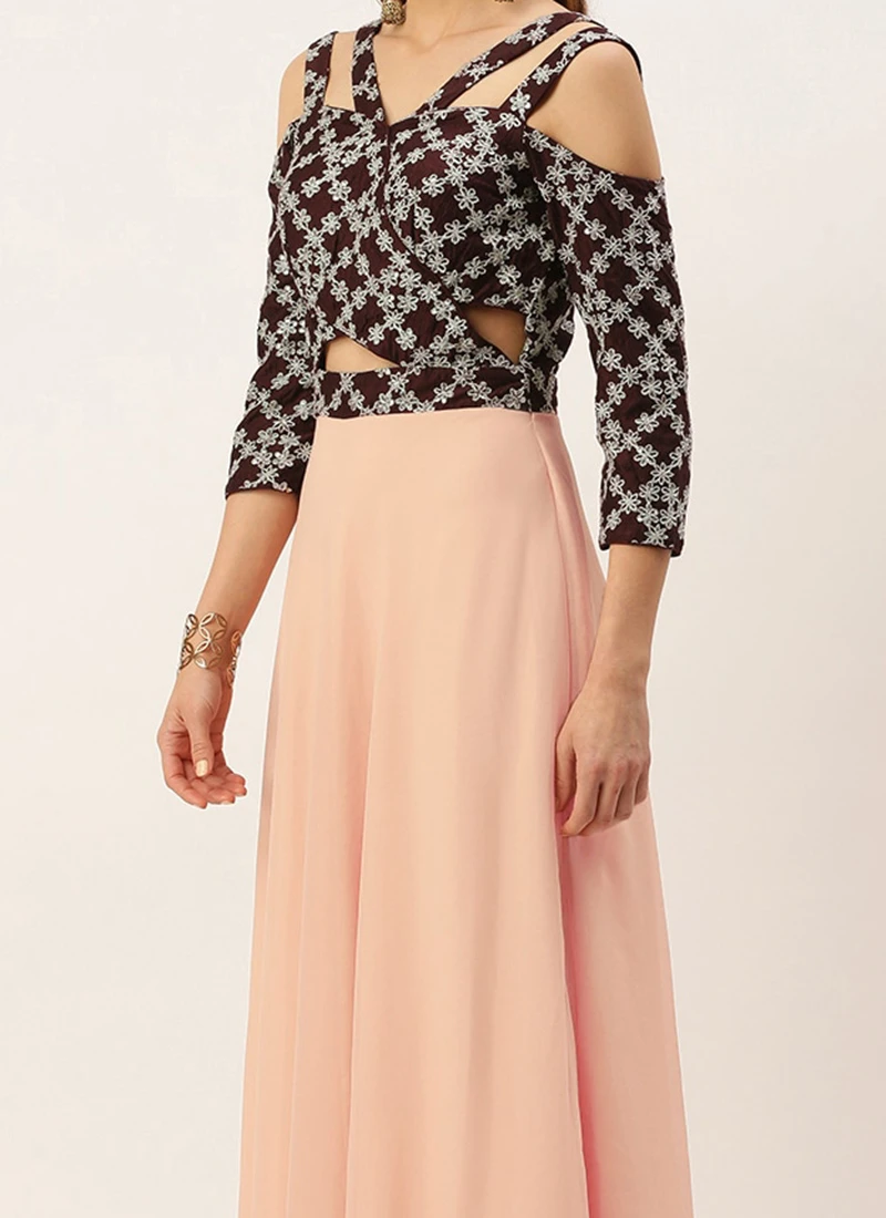 Teen Girls Purple N Wine Muslin Embroidered Gown After Six Wear 1 Teen Girls Purple N Wine Muslin Embroidered Gown After Six Wear