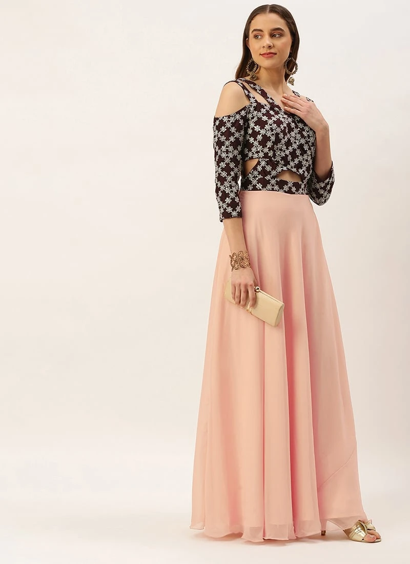 Teen Girls Purple N Wine Muslin Embroidered Gown After Six Wear 3 Teen Girls Purple N Wine Muslin Embroidered Gown After Six Wear - Image 3