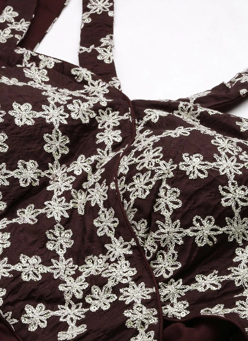 Teen Girls Purple N Wine Muslin Embroidered Gown After Six Wear 5 Teen Girls Purple N Wine Muslin Embroidered Gown After Six Wear - Image 5