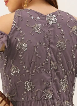 Purple Net Sequins Embroidered Layered Style Gown Wedding Wear -Mahra Clothing Shop Purple Net Sequins Embroidered Layered Style Gown IWBS02211171 rrc2