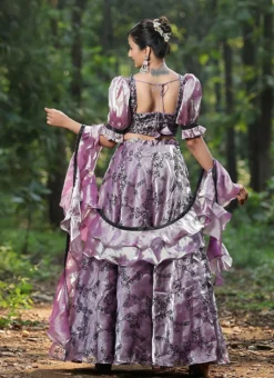 Teen Girls Purple Tissue Organza Sequins Lehenga Set Wedding Wear -Mahra Clothing Shop Purple Tissue Organza Sequins Lehenga Set GHBS02307759 b