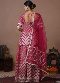 Teen Girls Rani Pink Georgette Embroidered Palazzo Suit Wedding Wear -Mahra Clothing Shop Rani Pink Georgette Embroidered Palazzo Suit SLBS02308923 b 2