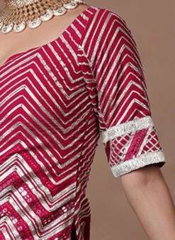 Teen Girls Rani Pink Georgette Embroidered Palazzo Suit Wedding Wear -Mahra Clothing Shop Rani Pink Georgette Embroidered Palazzo Suit SLBS02308923 rrc3