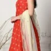 Teen Girls Red Art Silk Anarkali Suit Festive Wear