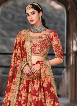 Red Art Silk Floral Printed And Sequins Designer Lehenga Choli Festive Wear -Mahra Clothing Shop Red Art Silk Floral Printed and Sequins Designer Lehenga Choli GHSAJ42589103 b