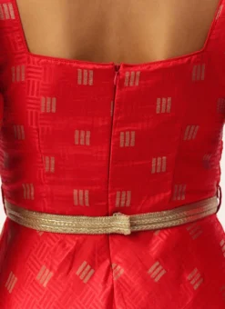 Red Art Silk Maxi Dress Festive Wear -Mahra Clothing Shop Red Art Silk Maxi Dress DRBS02302204 rrc2