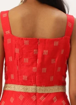 Red Art Silk Strap Neck Style Maxi Dress Festive Wear -Mahra Clothing Shop Red Art Silk Strap Neck Style Maxi Dress DRBS02301108 rrc2