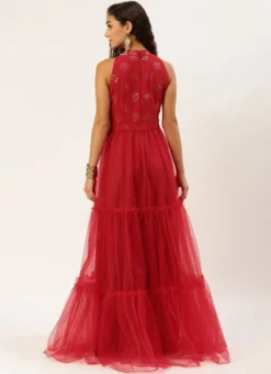 Red Georgette Embroidered Dress Festive Wear 11 Red Georgette Embroidered Dress Festive Wear -Mahra Clothing Shop Red Georgette Embroidered Dress DRBS02211138 b