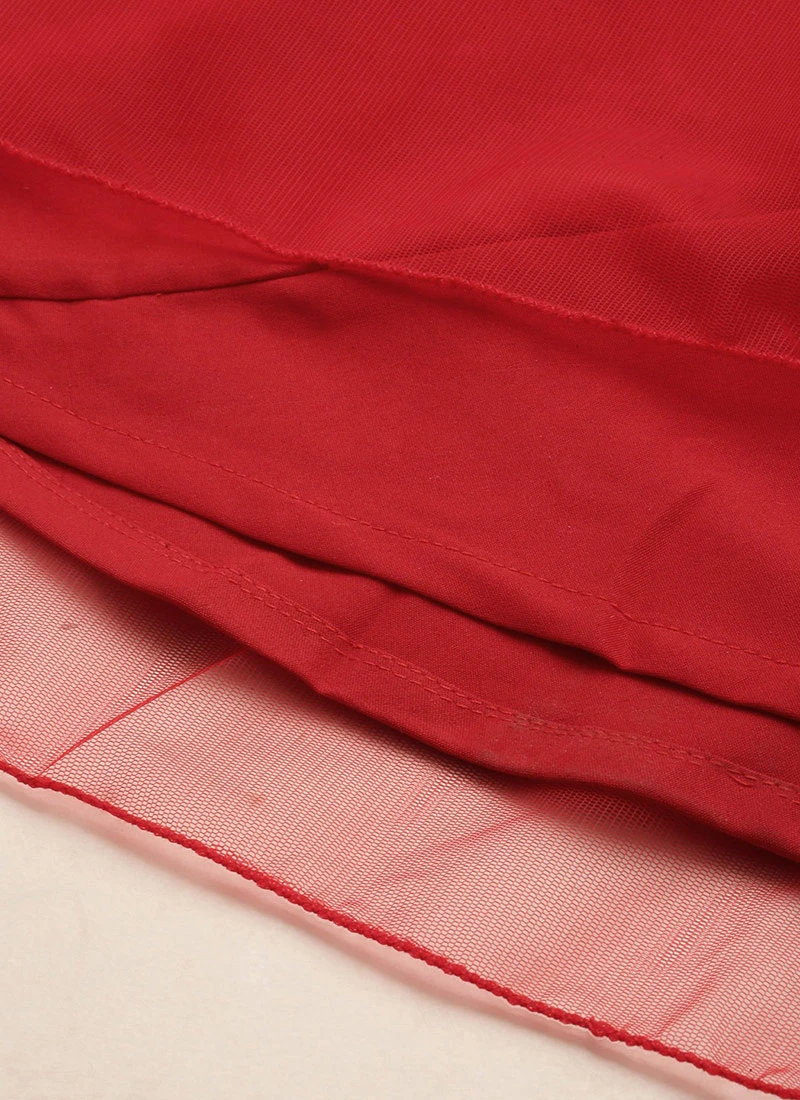 Red Georgette Embroidered Dress Festive Wear 8 Red Georgette Embroidered Dress Festive Wear - Image 8